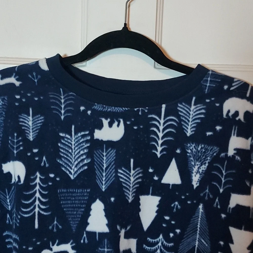 Old Navy Microfleece Pajama Set Blue Trees